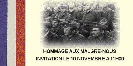 Hommage aux Malgrés-Nous 
Invitation 10 novembre 2024